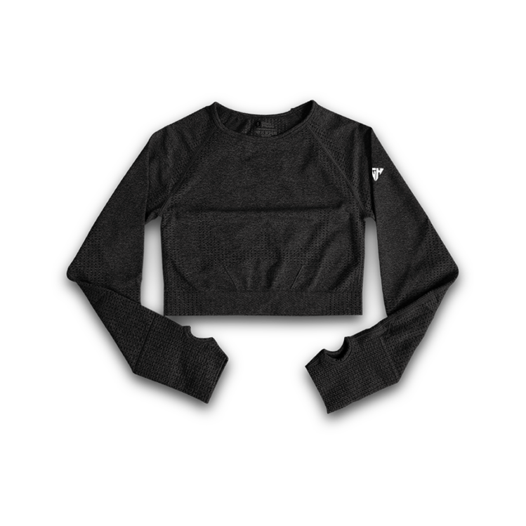 Black Long Sleeves Crop-Top