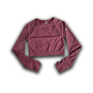 Wine Long Sleeve Crop-Top